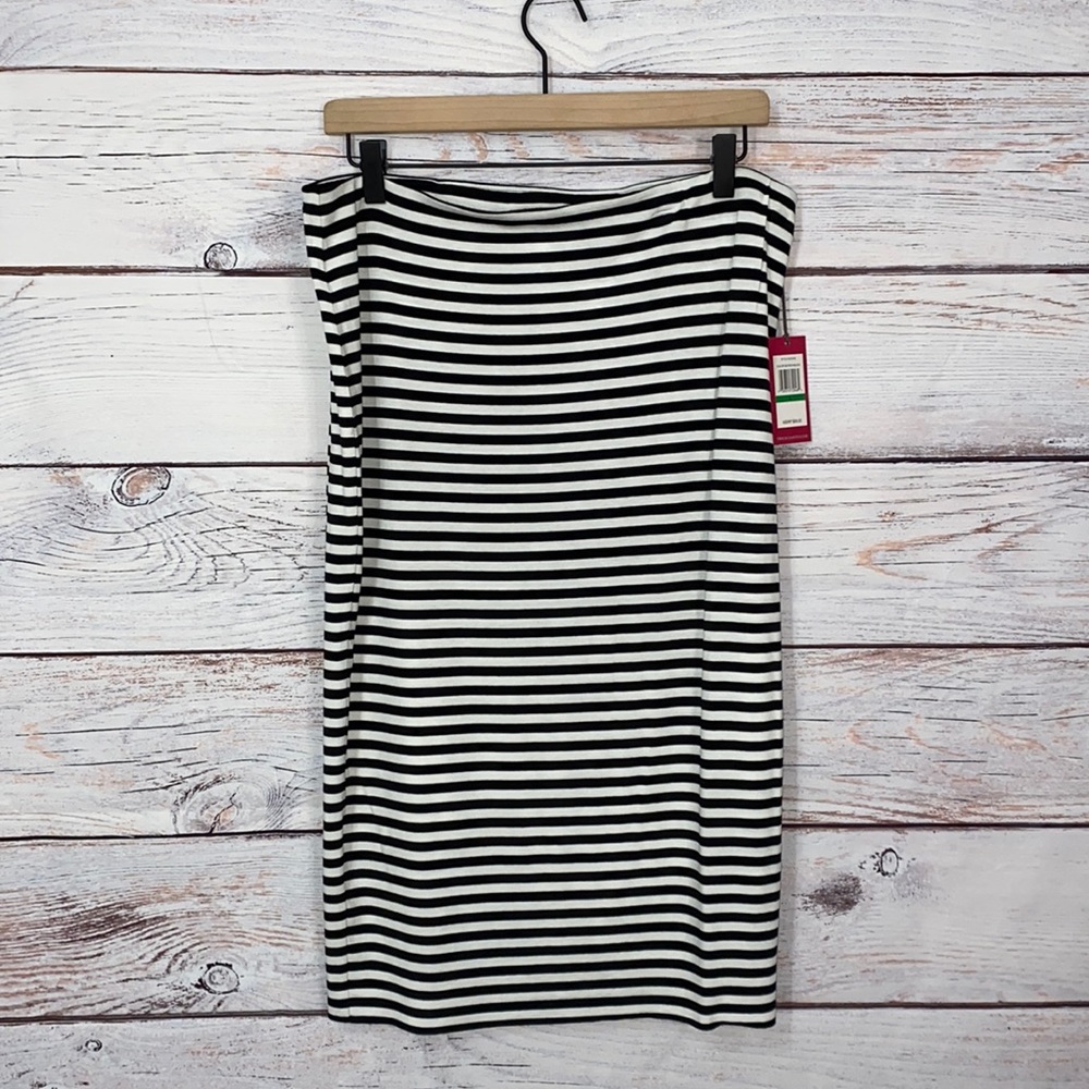 Vince Camuto Black & White Striped Stretch Skirt